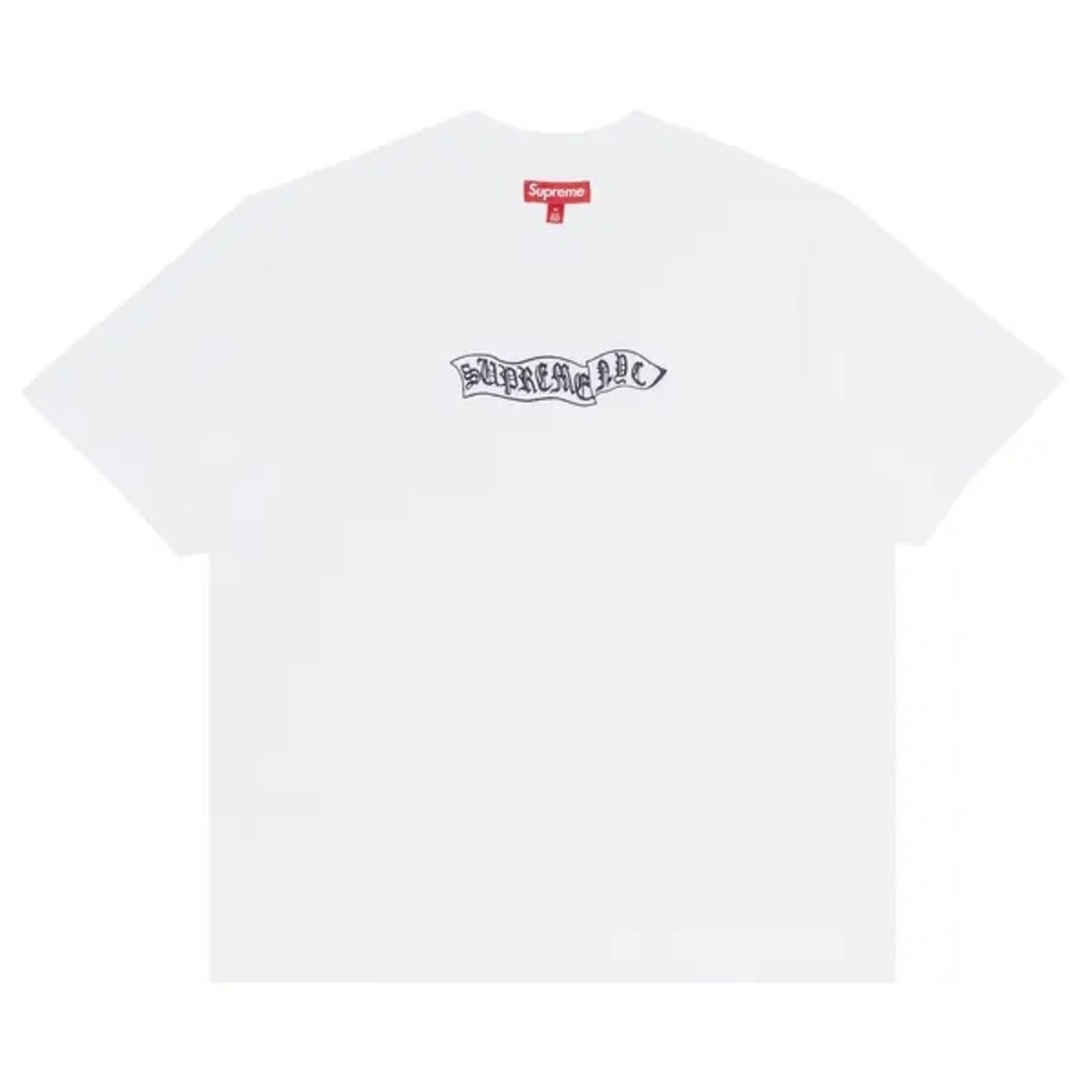 NWOT Supreme Banner Short-Sleeve Top in White Size Large